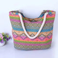Casual Summer Beach Women Bag Lunch Fashion Canvas Striped Handbags