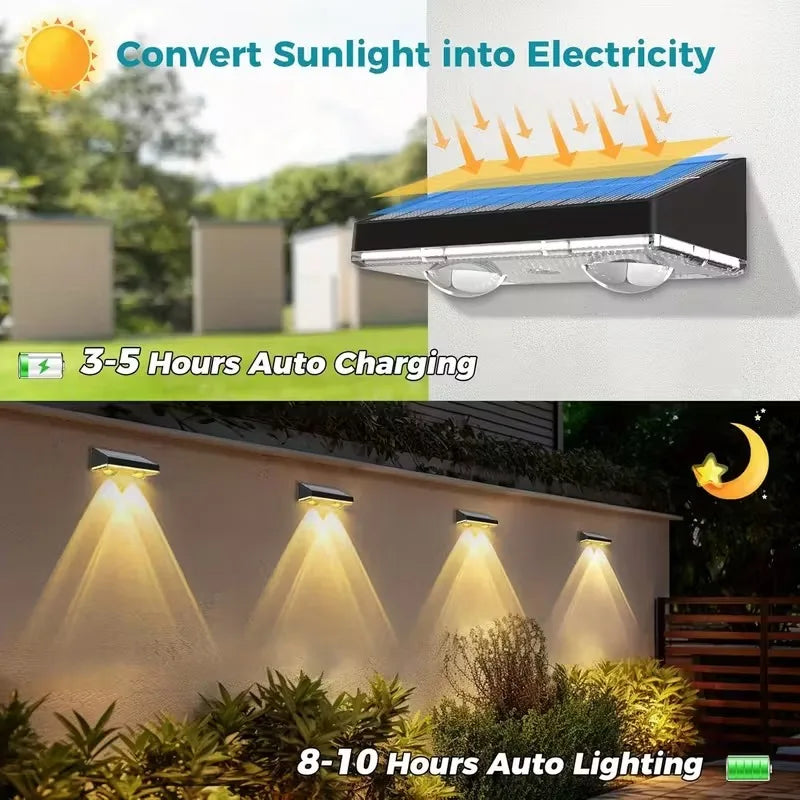 2/3Led Solar Powered Outdoor Lights Automatic Waterproof for Wall Deck Patio Steps Yard Garden LED Landscape Lighting Fixture Vue