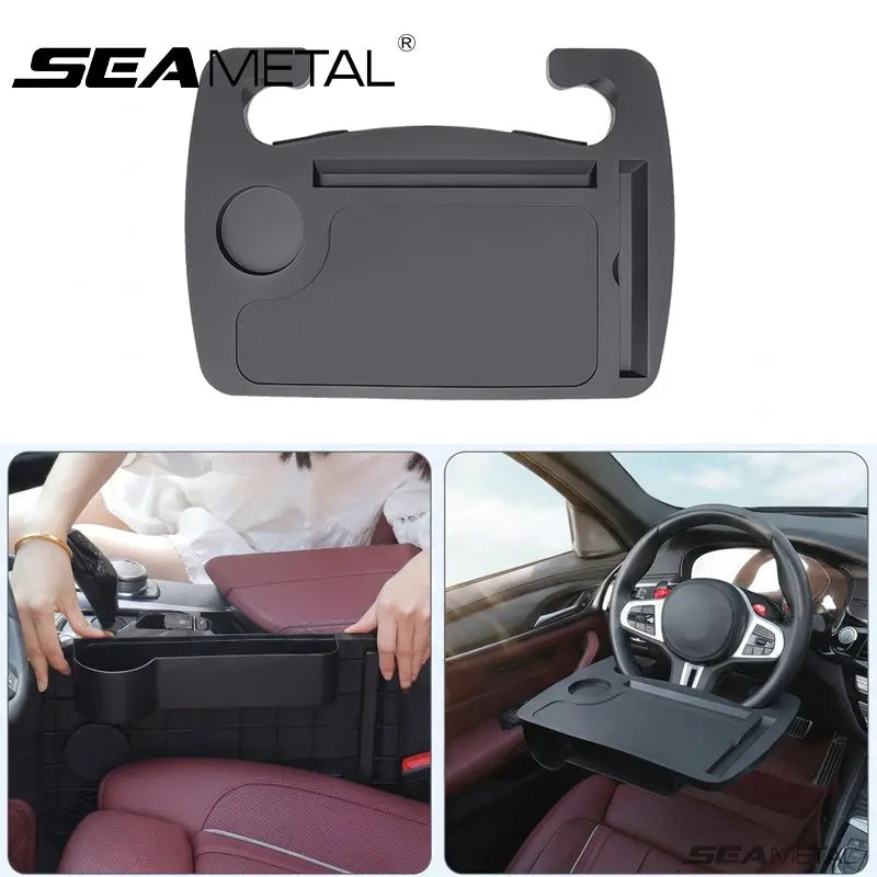 SEAMETAL 2-in-1 Car Steering Wheel Table Seat Gap Storage Box Portable Car Laptop Tray Desk Cup Holder Universal Dining Table Vue