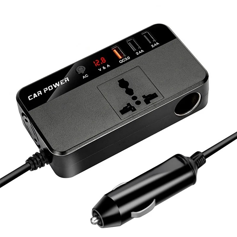 Car Inverter DC 12V to AC 220V 200W Auto Converter Inversor Car Cigarette Lighter Power Adapter QC3.0 USB Charger Fast Charging Vue 1pc China Mainland