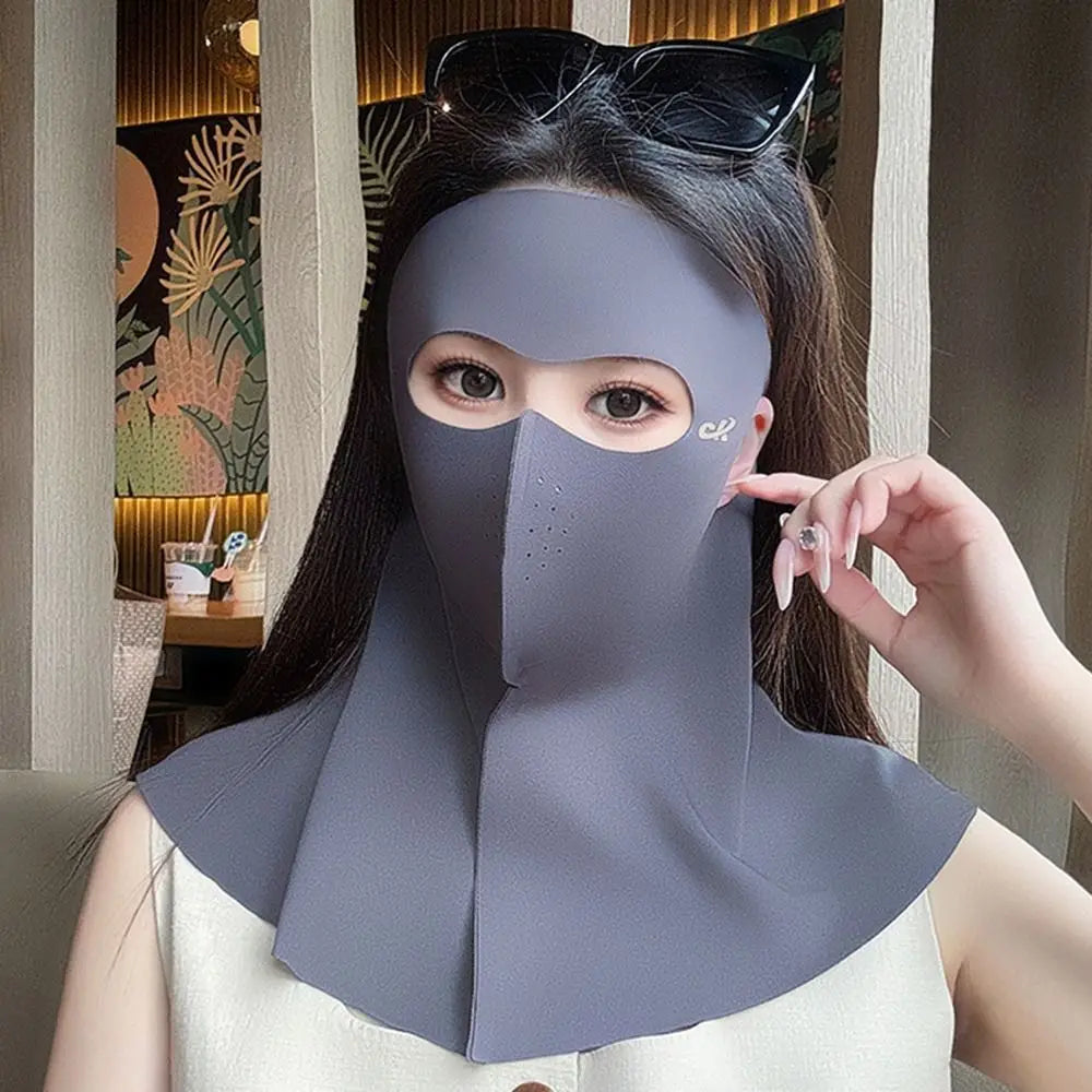 Fashion Ice Silk Sun Protection Mask UPF50+ Full Face Anti-UV Neck