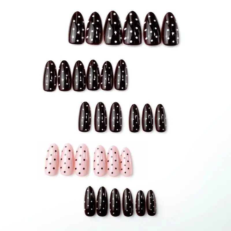 30Pcs Small Fresh French Handmade Press On Nails Detachable Nail Patches Cute Sweet Polka Dot Fake Nails Art Decoration Vue