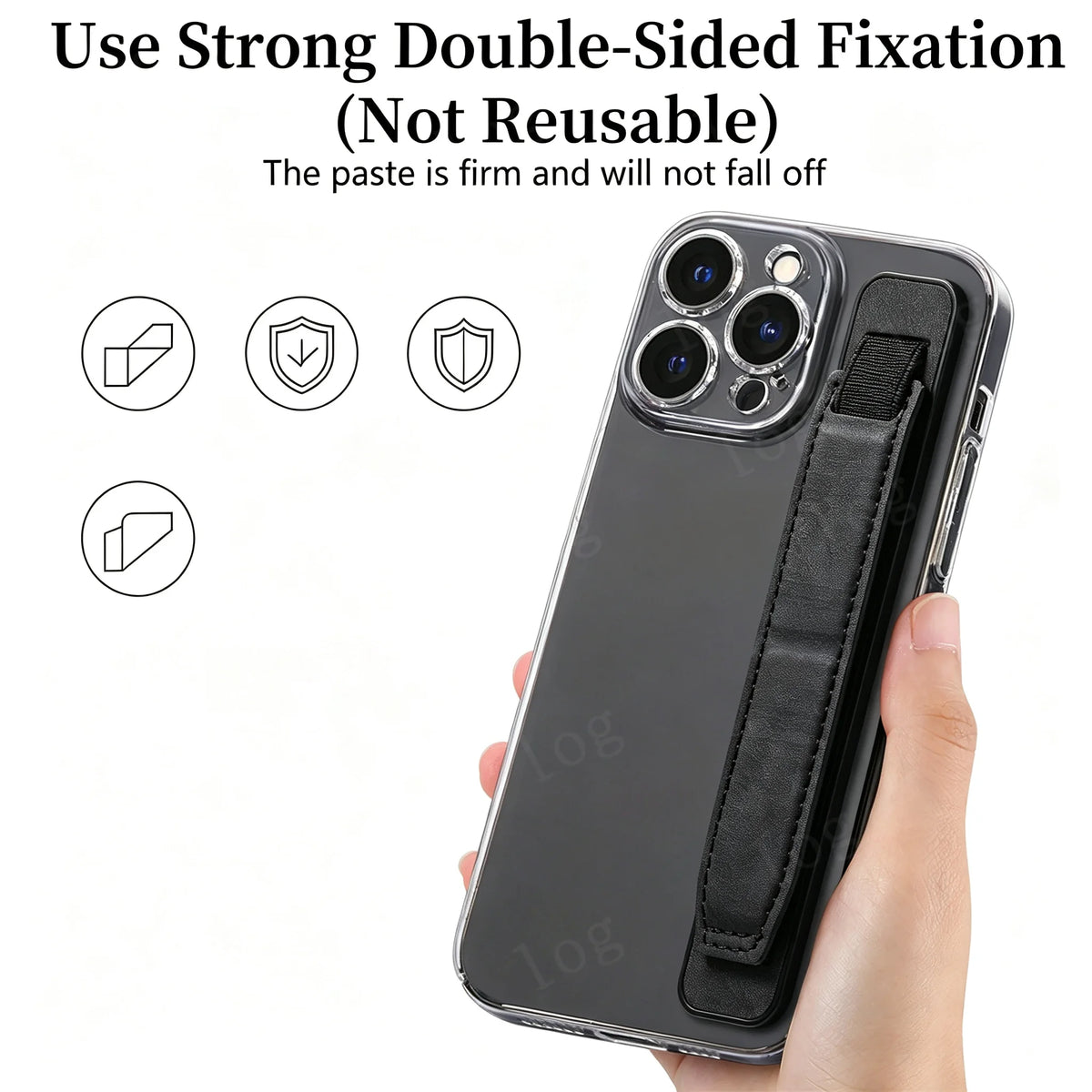 Self Adhesive Phone Wrist Strap Multifunctional Push Pull Stand Anti Slip Anti Fall Desktop Support Vue