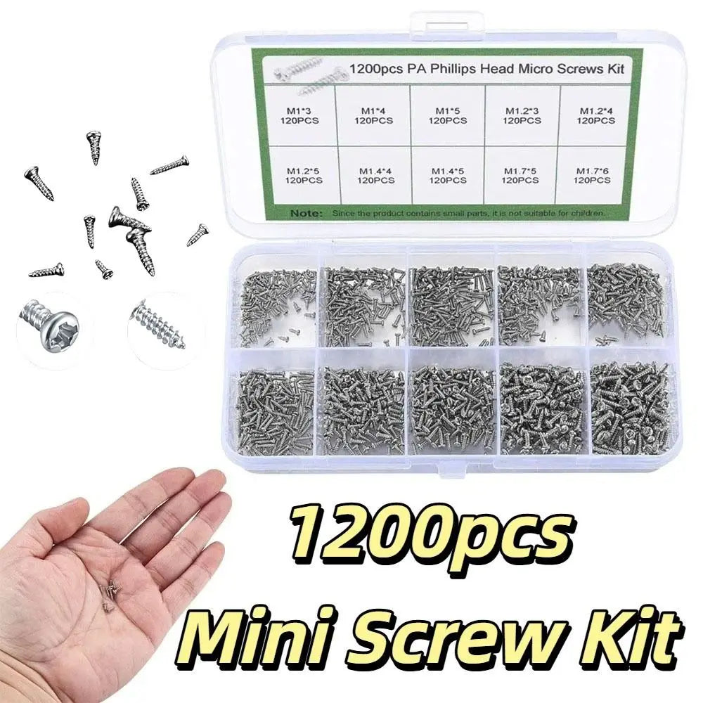 1200pcs Kit Small Self Tapping Screws Waterproof Rust Prevention Repair Screws Phillips Head Mini Micro Screws Electronic Repair Vue