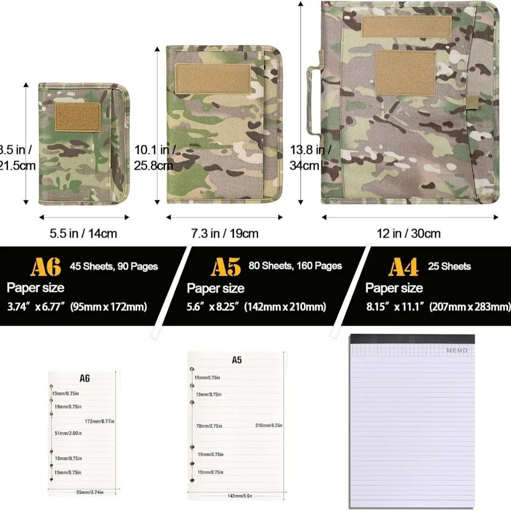Tactical Stationery Outdoor Tactical Notepad Loose-leaf Removable A5 Notebook Case Vue