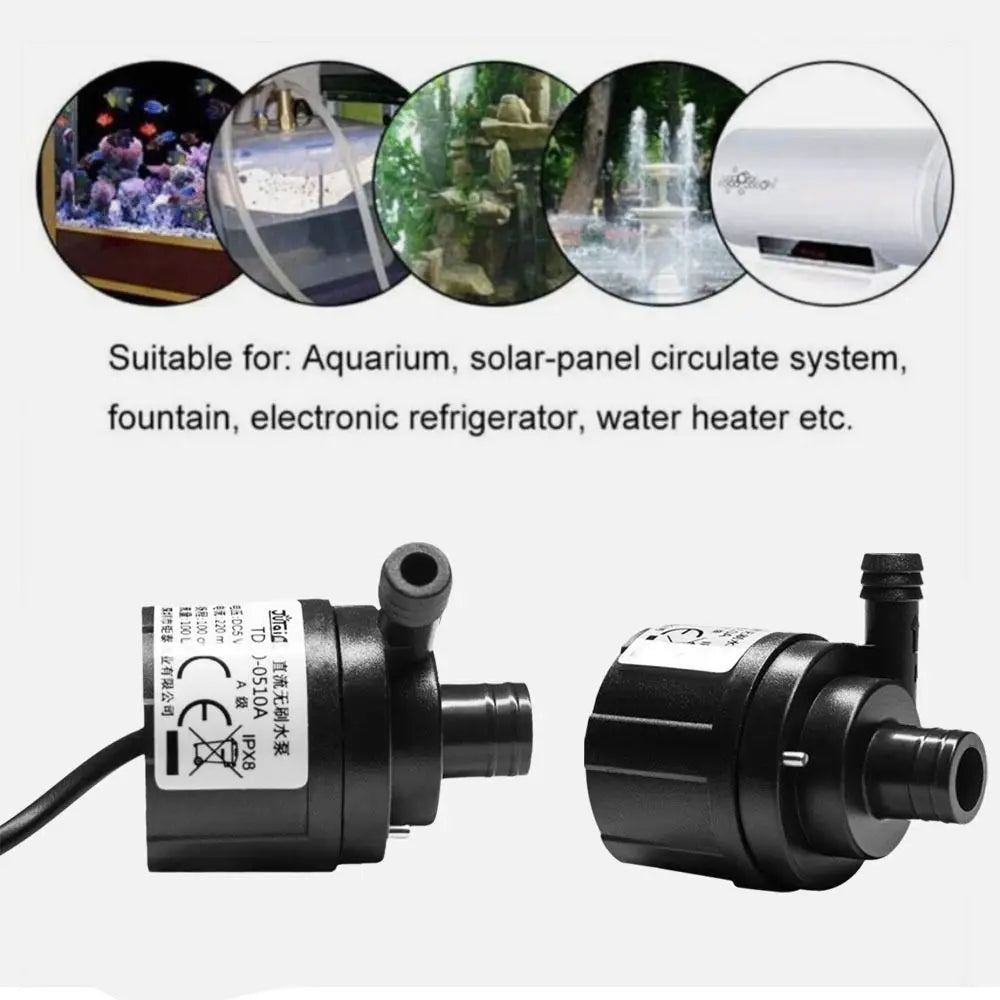 Brushless Motor Water Pump Energy Efficient Ceramic Shaft Aquarium Pump Silent Operation Amphibious Design for 2w/0.5w Vue