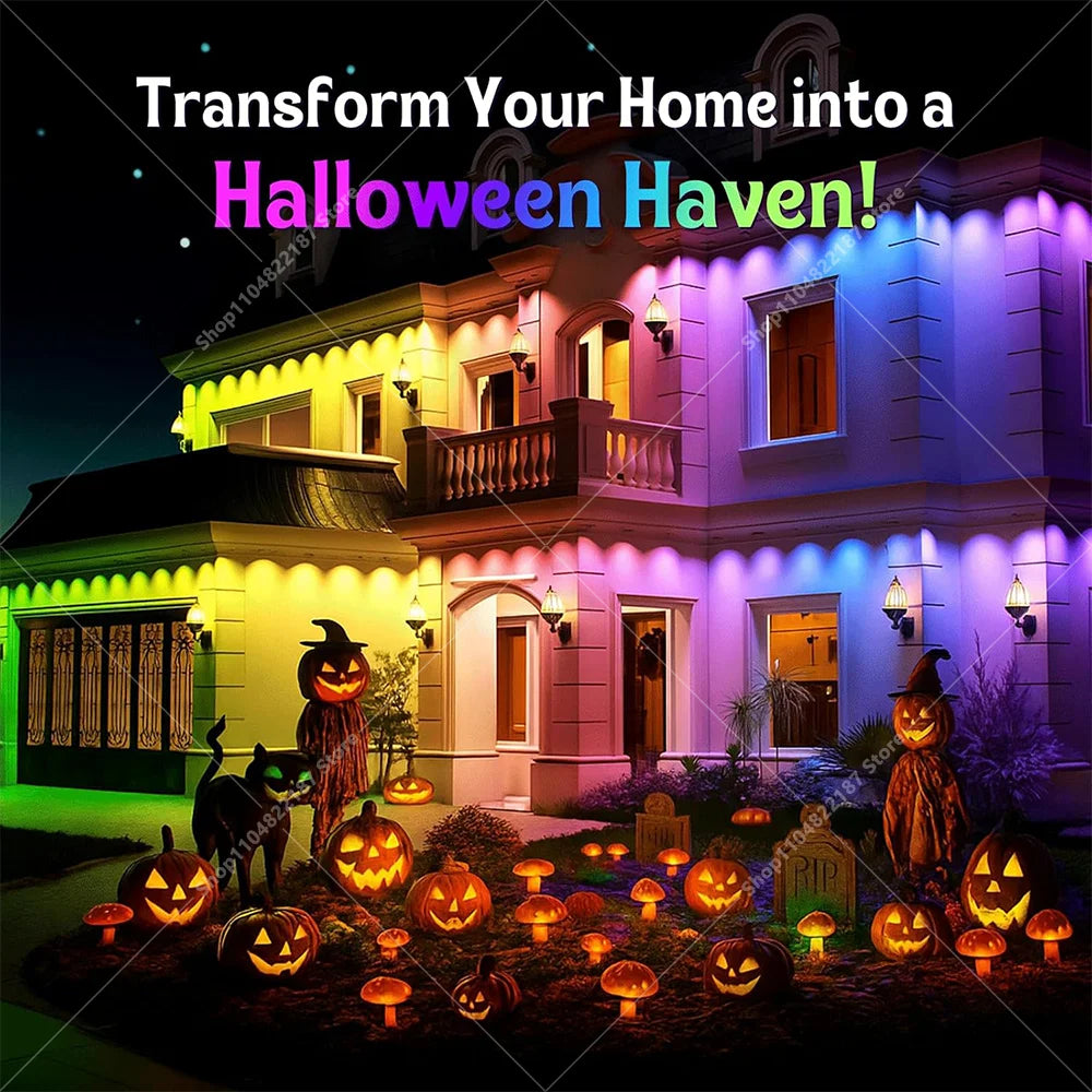 300FT Smart RGB Eave Lights App & Remote IP67 Permanent Outdoor LED String Lights Home New Year Christmas Birthday DIY Lighting Vue