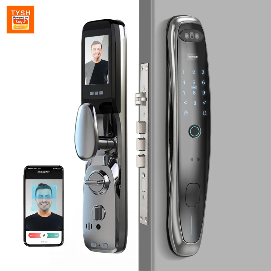 Tuya WiFi Camera Smart Lock 3D Face Recognition Digital Fingerprint Electronic Tuya Smart Door Lock APP/Key/Card Vue