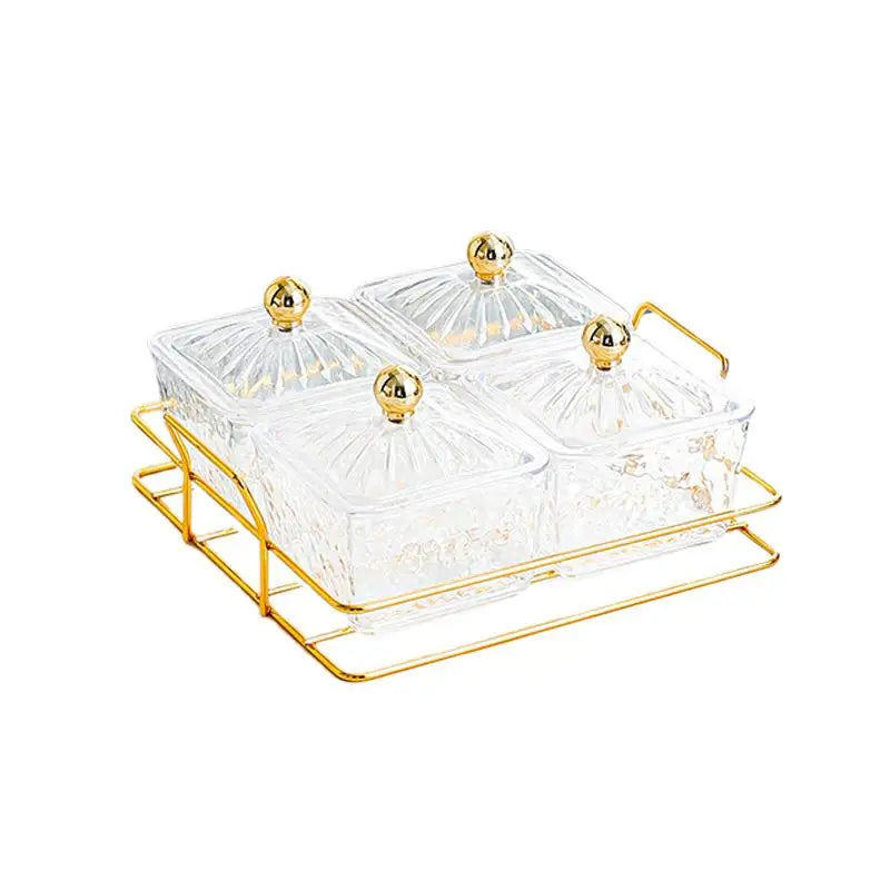 2 4 Grid Transparent Covered Snack Tray Suitable Parties Families Vue L Transparent