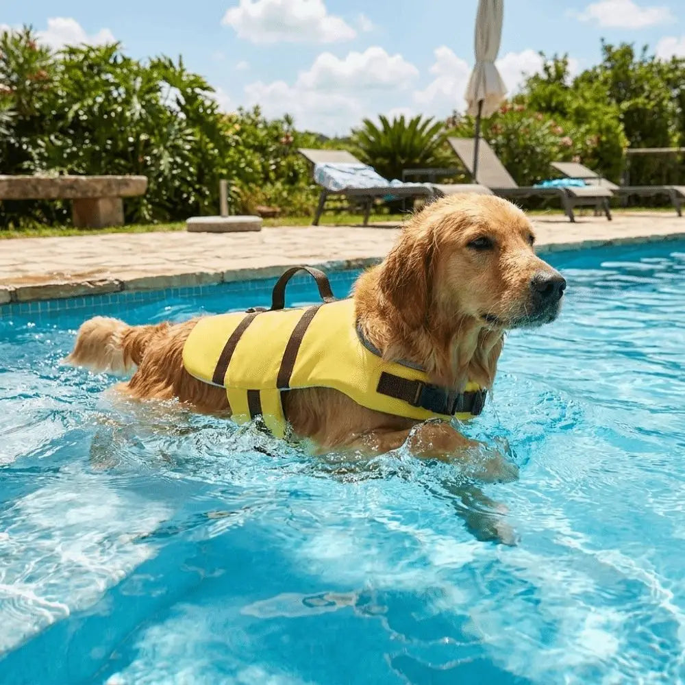 Dog Swimsuit Adjustable Pet Life Vest High Flotation Waterproof Dog Life Jacket with Handle Breathable Dog Safety Vests Swimming Vue