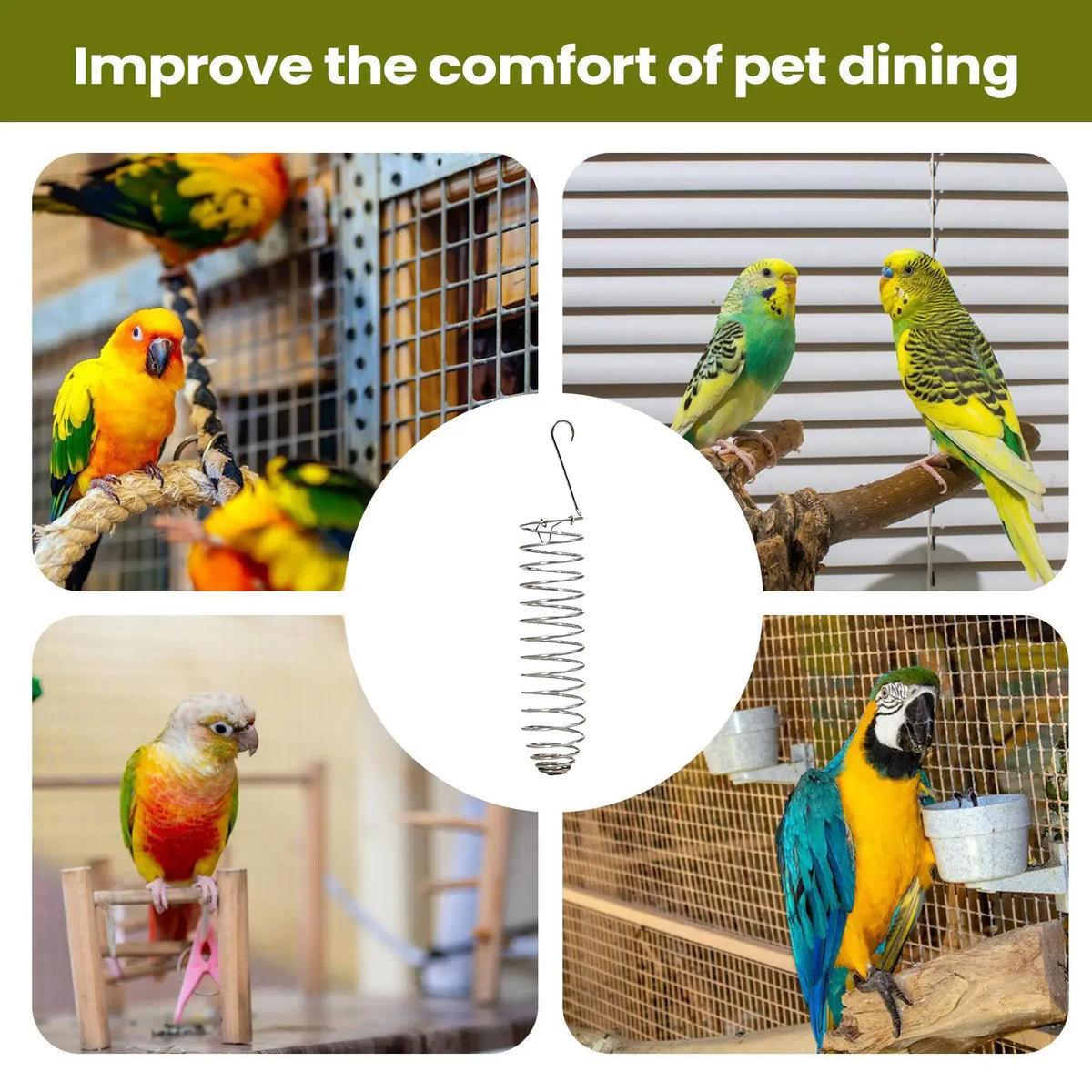 4.5*23cm Millet Foraging Tray Holder Bird Treat Bowl for Cage Parakeet Cockatiel Conure Canary Finch Non Spill Multi Purpose Vue
