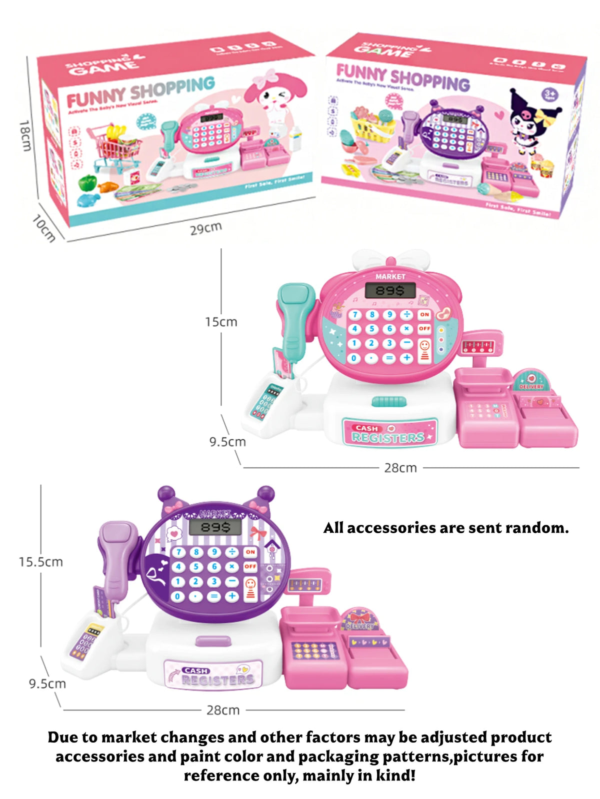 Mini Cartoon Cash Register with Lights:Supermarket Simulation with Scanning, Calculate,Cart—Interactive Parent-Child Toy Set Vue