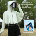 Ice Silk Hooded Sun Protection for Women Brim UV Blocking Breathable Cooling Outdoor Cycling Travel Casual Daily Cover Up Vue Light Green B
