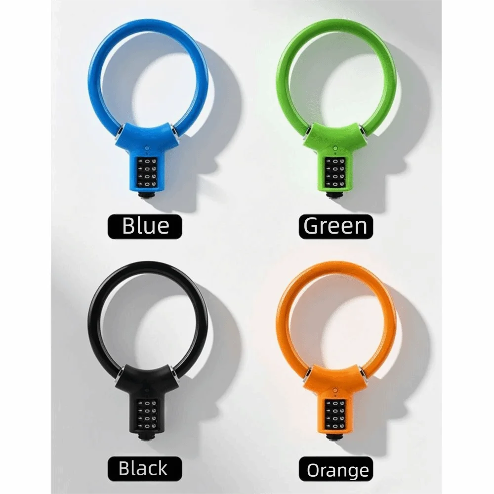 Keyless 4 Digit Combination Bike Cable Lock Steel Cable Anti Theft Bicycle Combination Lock PVC Cover Portable Ring Lock MTB Vue