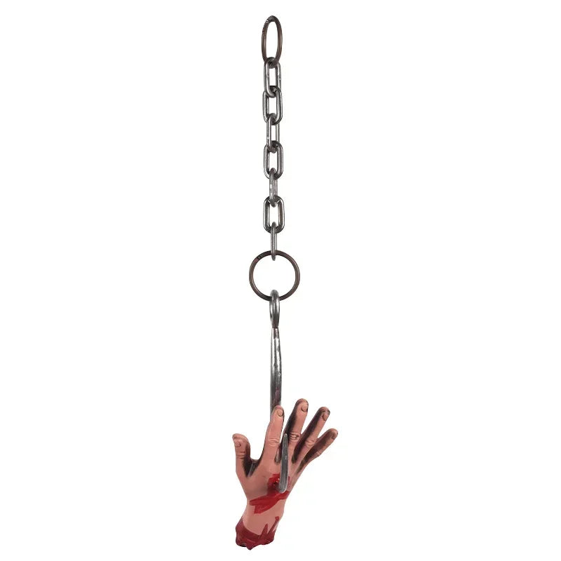 1-3PCS Halloween Terrifying Chain with Hand Hook Foot Hook Head Hook for Haunted House Escape Room Garden Decoration Spooky Vue Hand A As Shown