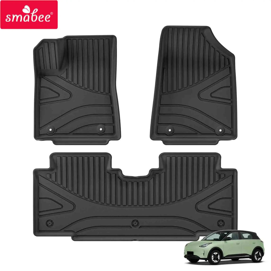 Smabee Left Hand Drive for Geely EX2/Geely E2/Xingyuan 2025 2026 TPE 3D Car Floor Mats Foot Pad 3PCS Set Black Accessories Vue