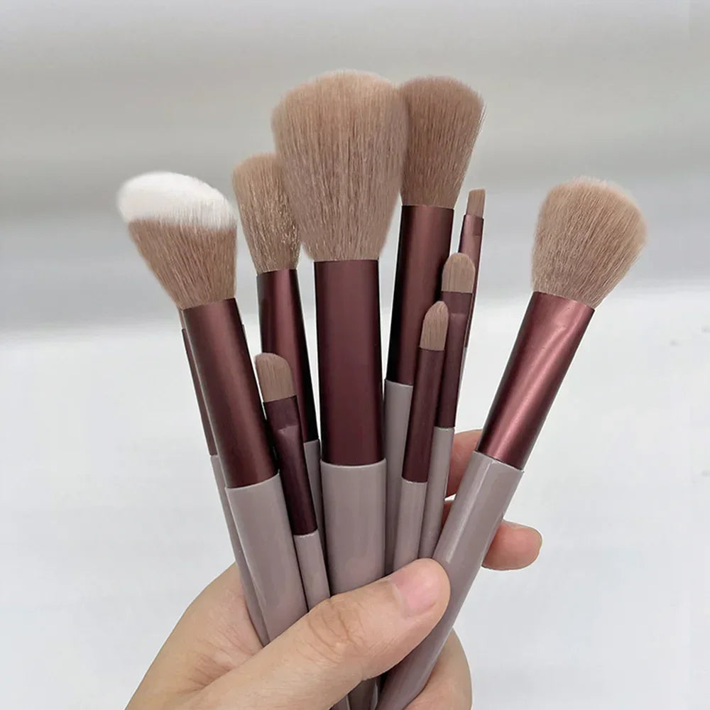 13 PCS Makeup Brushes Set Eye Shadow Foundation Women Cosmetic Brush Eyeshadow Blush Beauty Soft Make Up Tools Bag Vue