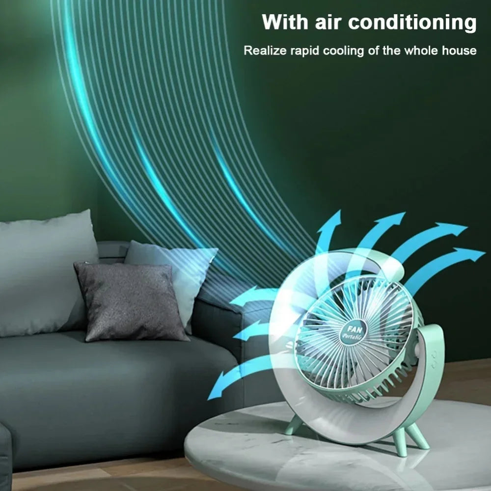 Portable Fan USB Rechargeable Fan LED 7 Colors Electric fan 180°Adjustable summer Camping fans 3 Speeds mini Fan for xiaomi Fan Vue