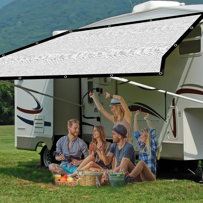 Thickened High Density Silver Aluminum Foil Shade Net with Reinforced for Greenhouse Balcony Car Outdoor Pergola Lawn Vue