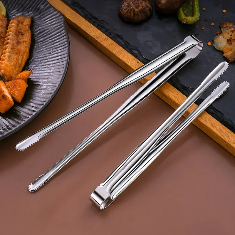Grill Tongs Food Stainless Steel Clip BBQ Steak Clip Bread Tong Cooking Utensils Party Non-Slip Kitchen Gadgets Accessories Vue