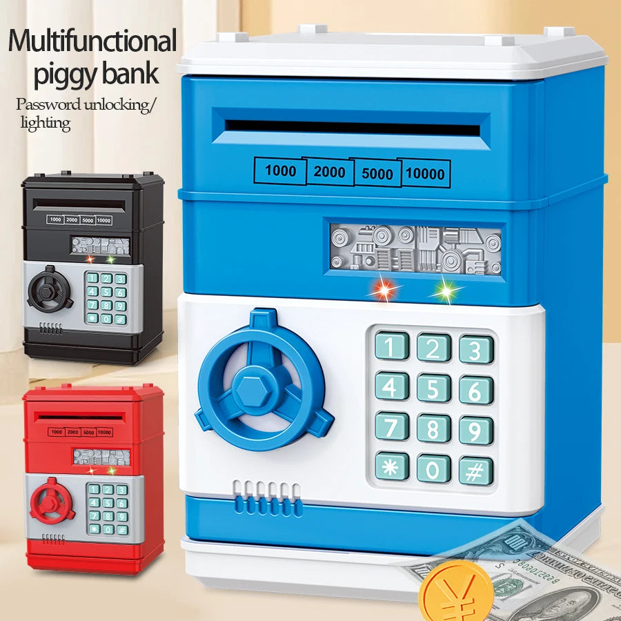 ATM Password Piggy Bank, Electronic Kids Money Bank Coin Can Auto Scroll Paper Money Saving Box Gifts for 3+ Boys and Girls Vue