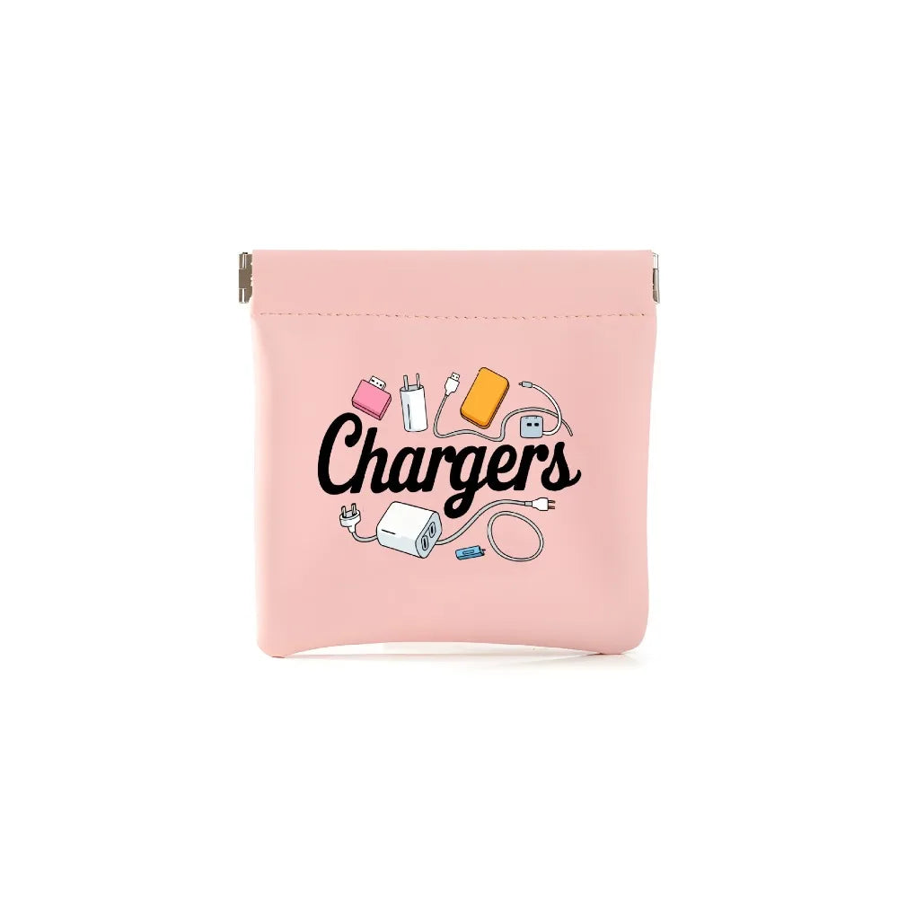 Coin Bag Dust-proof Charger Storage Bag Durable Multi-functional Cable Storage Bag Self-closing Spring Mini Square Handbag Home Vue Pink