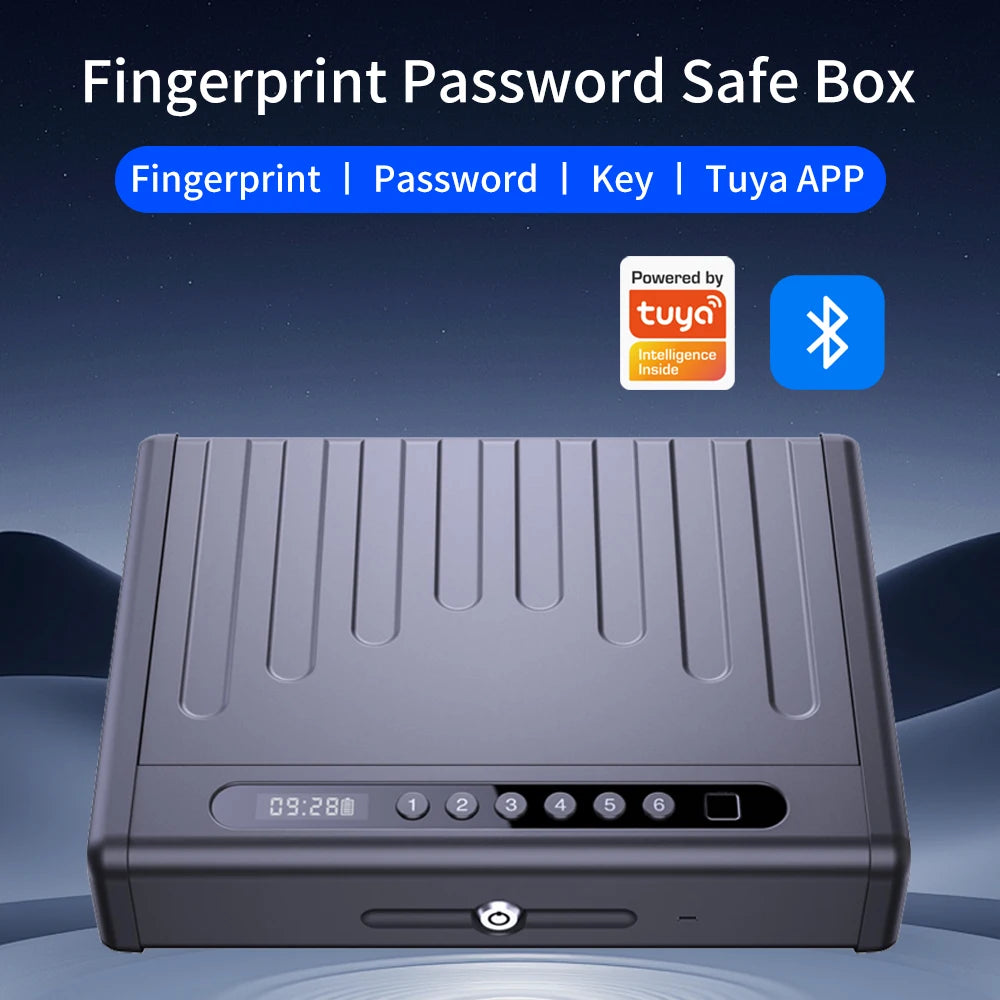 Support Tuya App New Fingerprint Lock Box Bluetooth Or SmartLife Safe Key Lock Box Large Capacity Multiple Purposes Safe LockBox Vue
