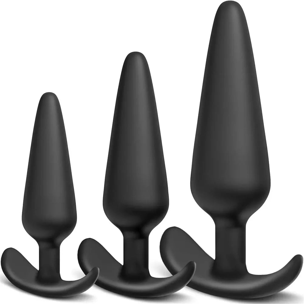 3 Sizes Soft Silicone Back Intimate Trainer Plug External Prostate Massage Progressive Training Toy for Adult Men Women Over 18 Vue