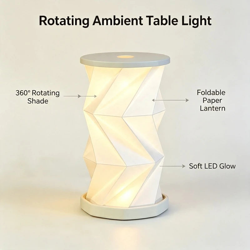 Portable Foldable LED Night Light, Touch Dimmer Paper Lantern Lamp, Rotating Ambient Table Light for Bedroom Reading Gift Vue