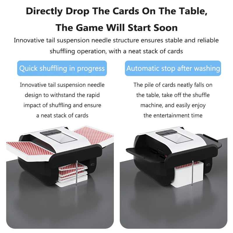 2000mAh Automatic Card Shuffler Rechargeable Electric Poker Card Shuffling Machine Auto Mixer Tool Device for Home Party Camping Vue