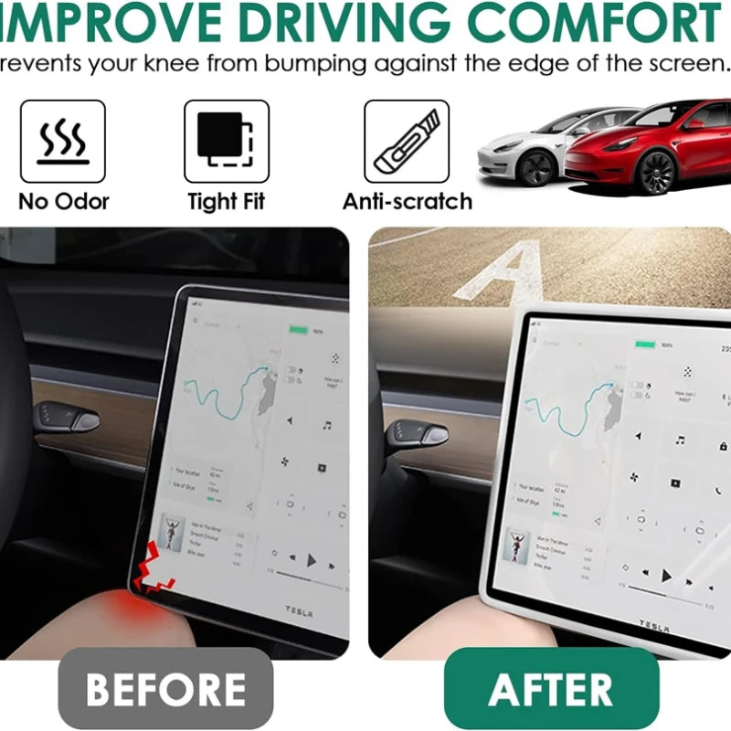 For Tesla Model 3 / Y Silicone Protective Frame Edge Cover Central Control Display Navigation Screen Protector Car Accessories Vue