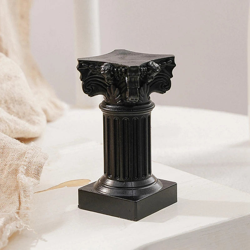 Roman Pillar Greek Column Statue Pedestal Candlestick Stand Figurine Sculpture Indoor Home Dinning Room Garden Scenery Decor Vue Black
