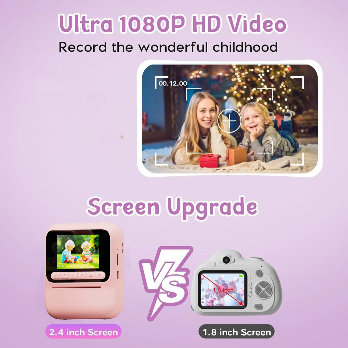 Kids Instant Printing Camera 5 Color Printing Camera 1080P Thermal Paper Print Print Photo Video Games Children Boys Gilrls Gift Vue