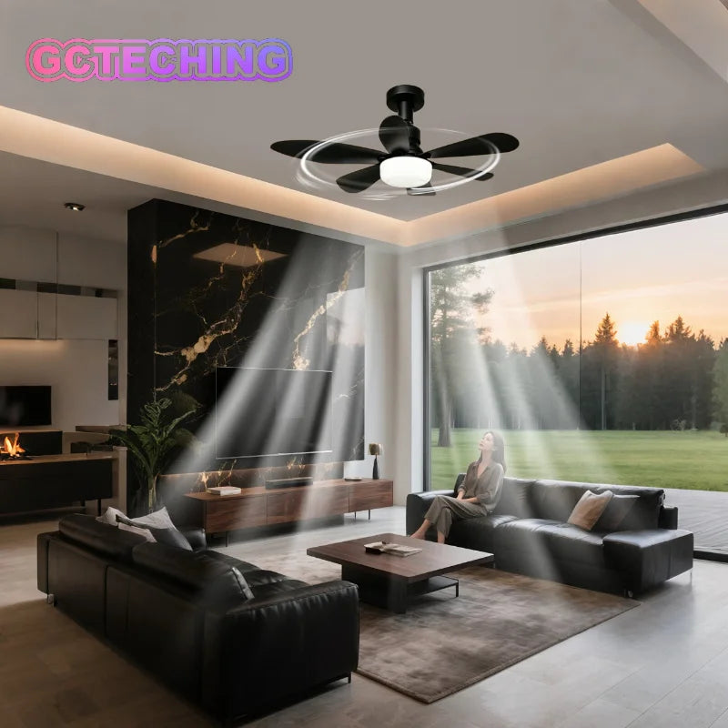 Ceiling Fan with Light E27 52CM Fan Light with Remote Control Super Quiet Socket Ceiling Fan for Bedroom Kitchen Home Lighting Vue