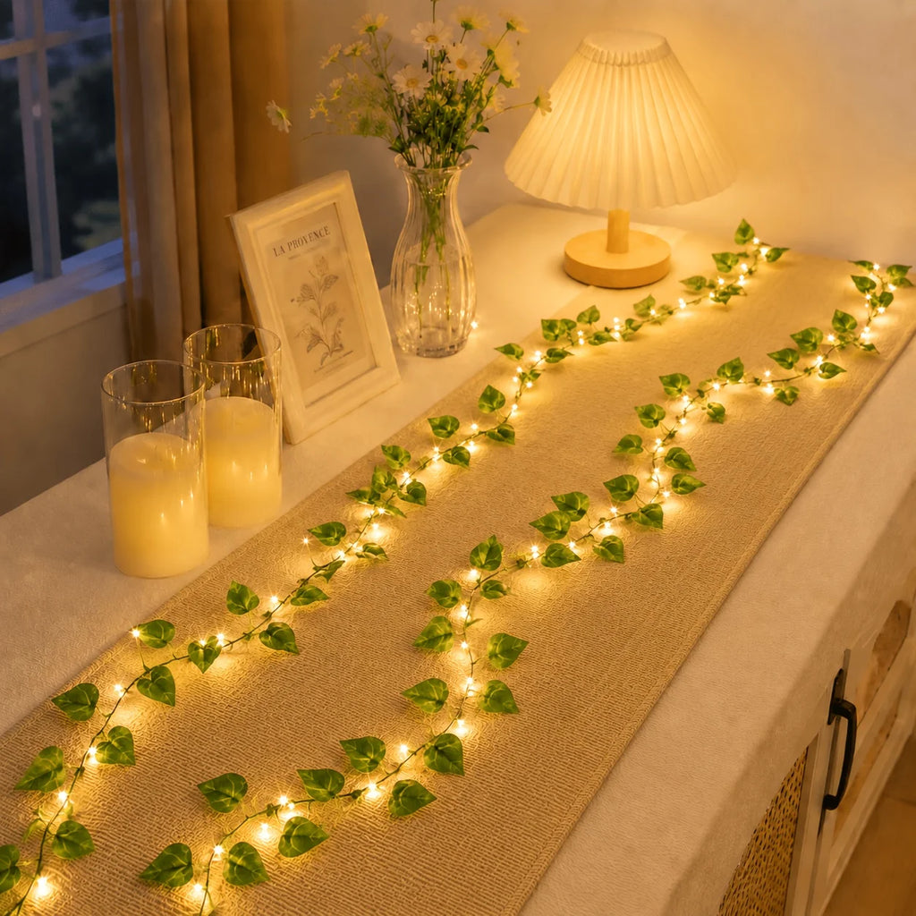 Hanging Pothos Green Vine LED Fairy Lights, Artificial Plant Decor String Lights for Desk Shelf Bedroom Wall Party Indoor Decor Vue