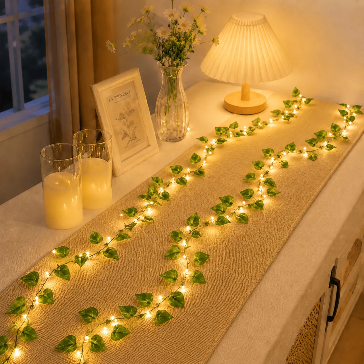 Hanging Pothos Green Vine LED Fairy Lights, Artificial Plant Decor String Lights for Desk Shelf Bedroom Wall Party Indoor Decor Vue