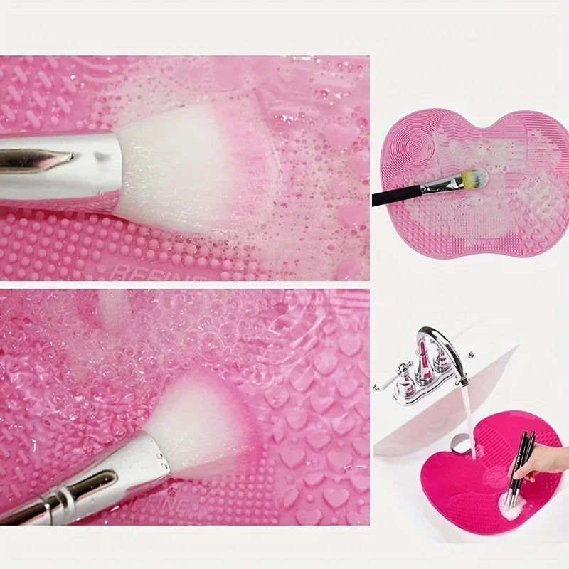 1Pc Cup Makeup Brush Cleaner Silicone Apple Cleaning-Shaped Pad With Suction For Effective Cosmetic Tool Vue