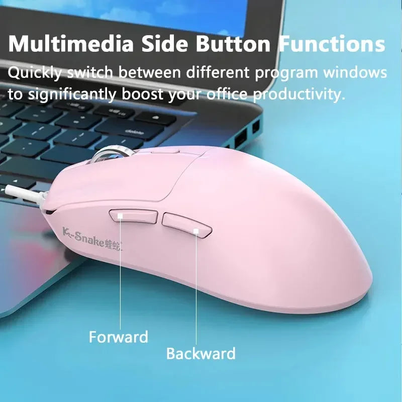 Lenovo Wired Mouse 6-Button Ergonomic USB Mouse with Adjustable DPI Plug-and-Play Wired Optical Gaming Office Mice PC Laptop Vue
