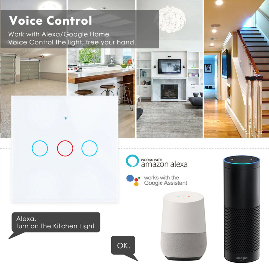 EU WiFi Smart Light Switches Touch Switch RF433 Need Neutral Wire Smart Home Life Tuya App Control Support Alexa Google Home Vue