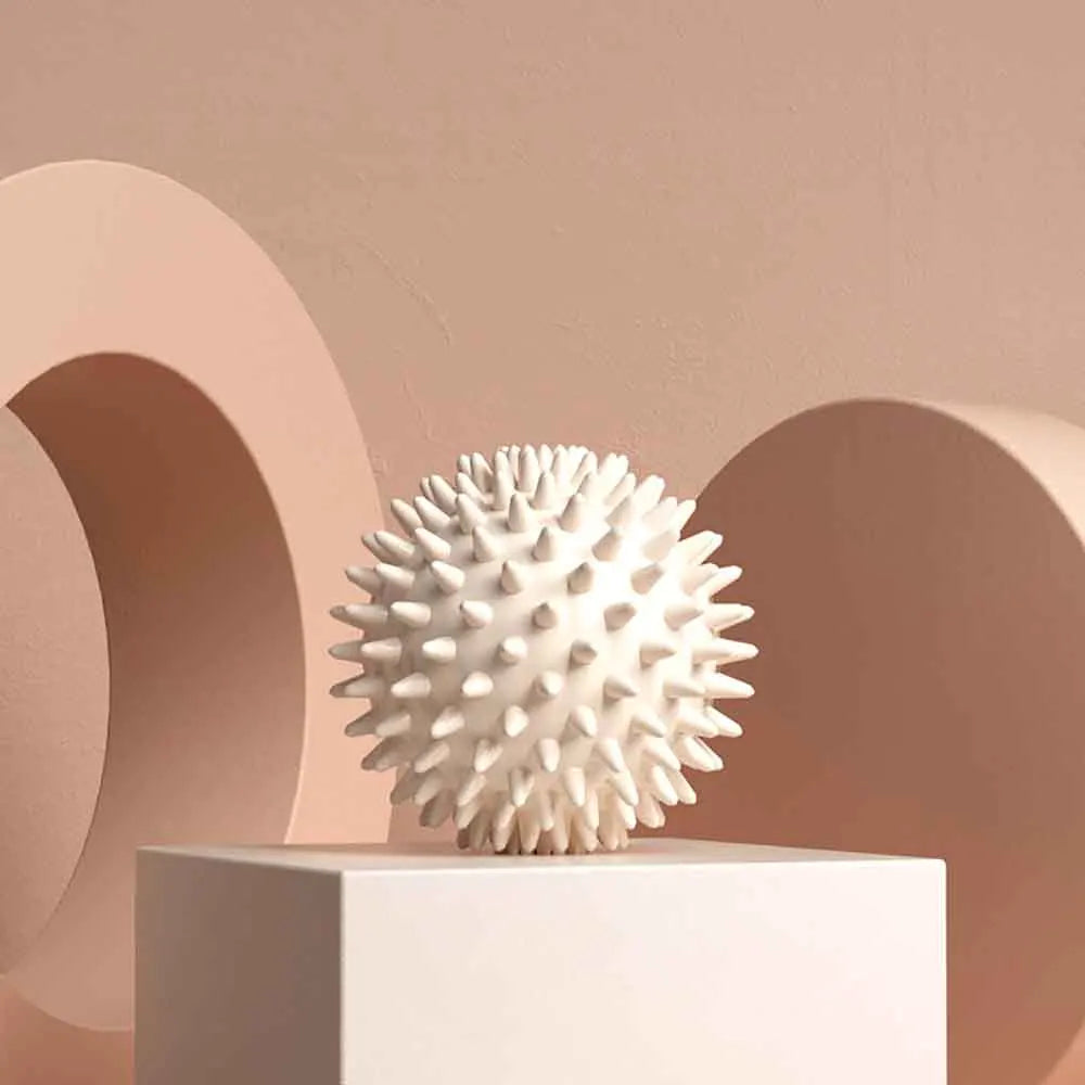 Spiky Hedgehog Massage Ball Deep Tissue Trigger Point Myofascial Release Muscle Pain Relief Yoga Shoulder Neck Foot Relaxation Vue WHITE No plug
