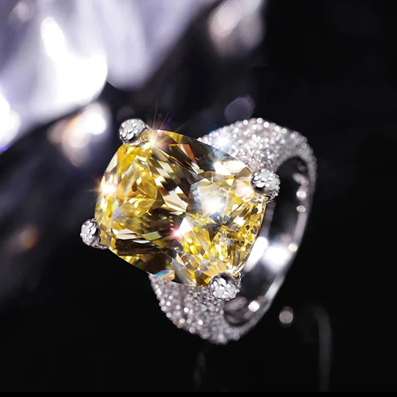 Huitan Yellow Cubic Zirconia Ring for Women | Wedding Band Fashion Ring Vue