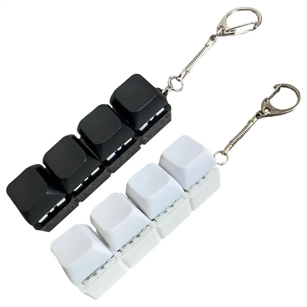 4 keys Keyboard Fidget Portable Press Button Fun Keyboard Keychain Sensory Toys Key Button Clicker for Kids aldult Work Travel Vue