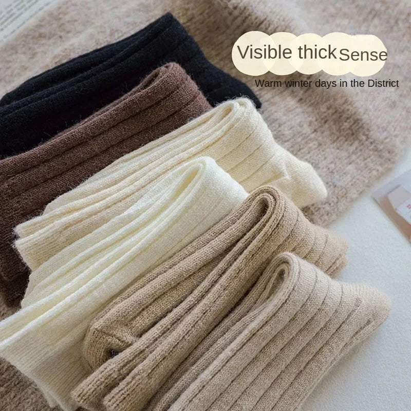 1-10Pairs Winter Warm Socks Thickened Solid Color Mid Calf Soft Breathable Thermal Cozy Crew Socks for Cold Weather Daily Wear Vue