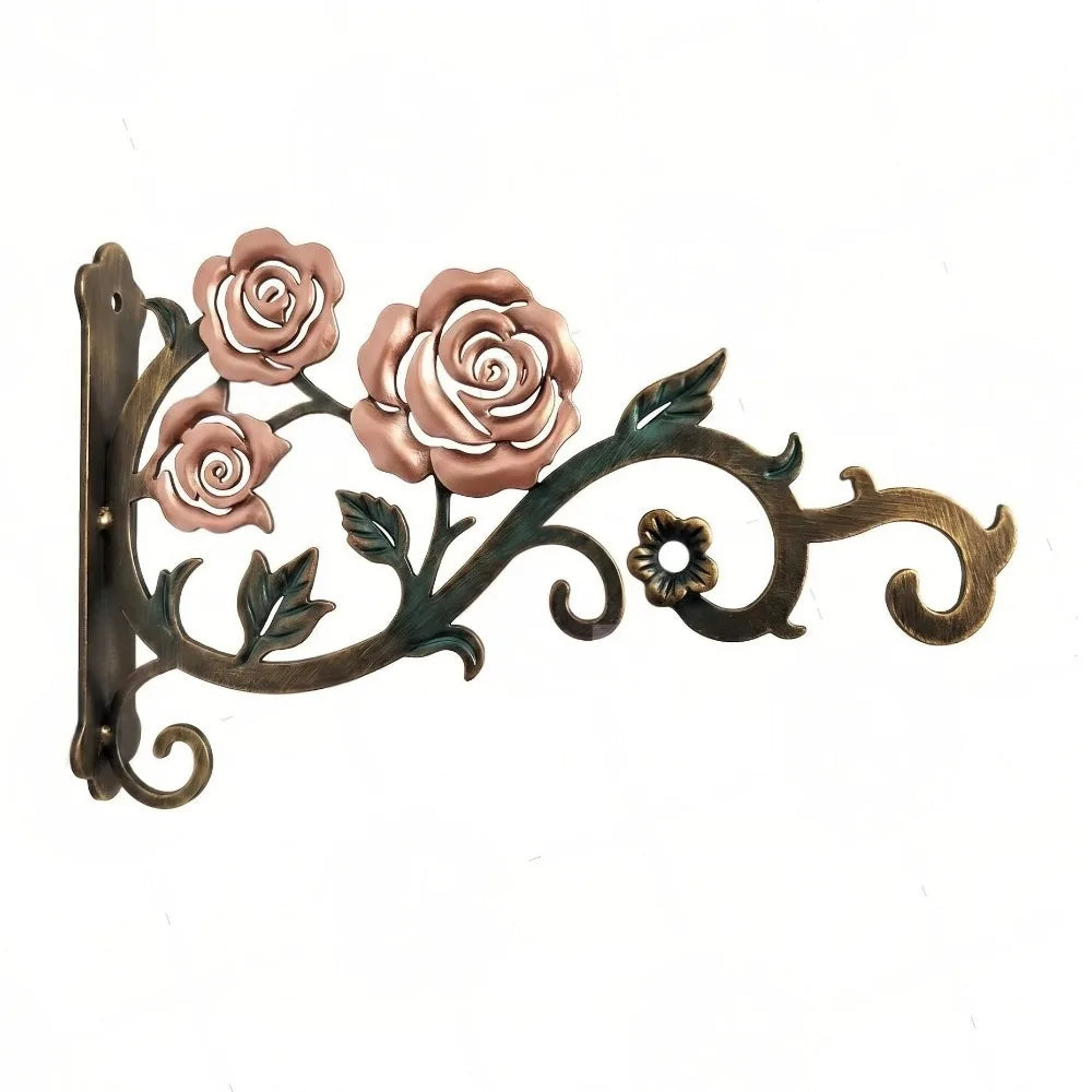 Colorful Hollow Metal Plant Hook Rose Heavy-Duty Flower Basket Hook Rustproof Decorative Outdoor Hanging Hook Balcony Vue Style B