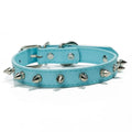 Comfortable Leather Cat Dog Collar Cool Adjustable Pet Spiked Studded Collars Exquisite Colorful Pet Neck Strap Cats Vue light blue XL