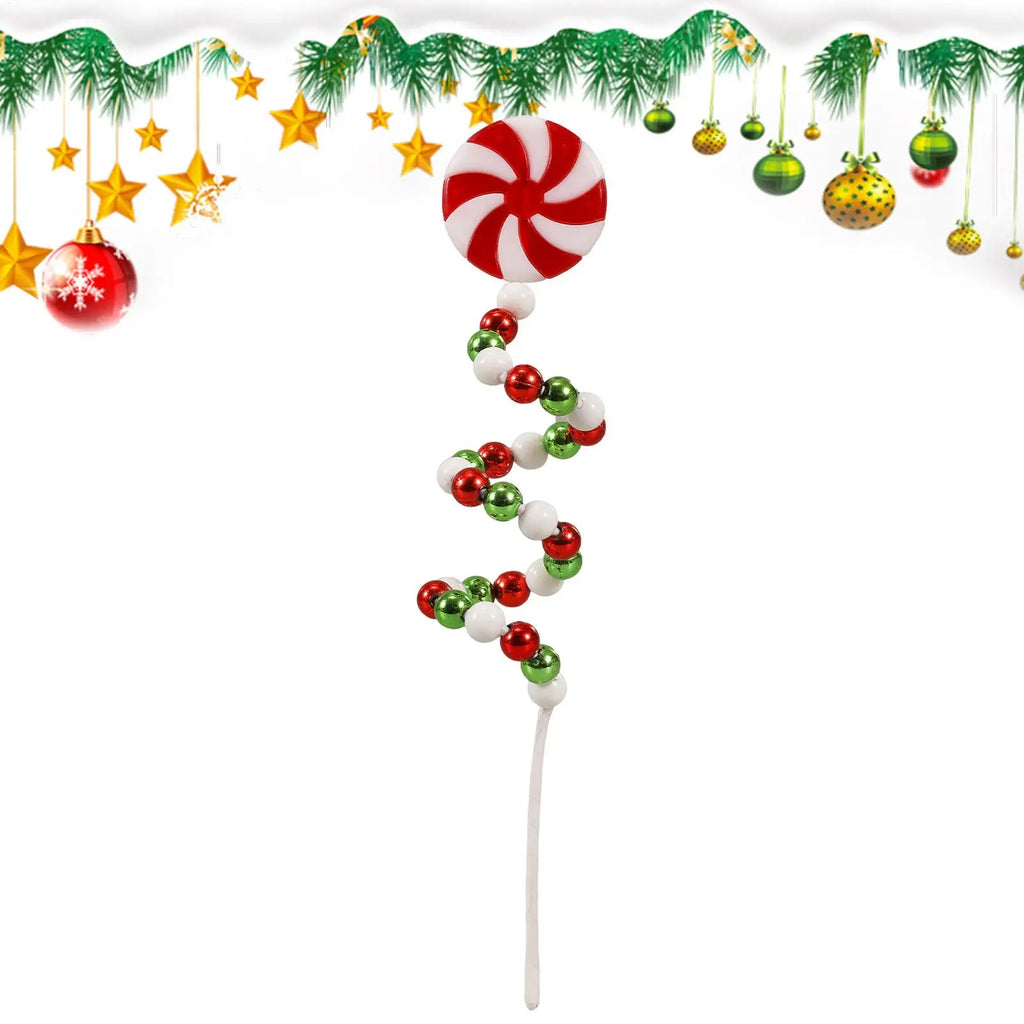 18x3.5cm Christmas Picks For Tree Xmas Tree Candy Picks Decorations Festive Ornaments Winter Scene Layout Red-and-white Candy Vue