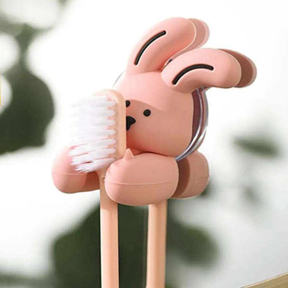 Cartoon Bunny Toothbrush Holder Silicone Suction Cup Shaver Wire Storage Hook Wall-mounted Rabbit Bear Toothbrush Holder Vue