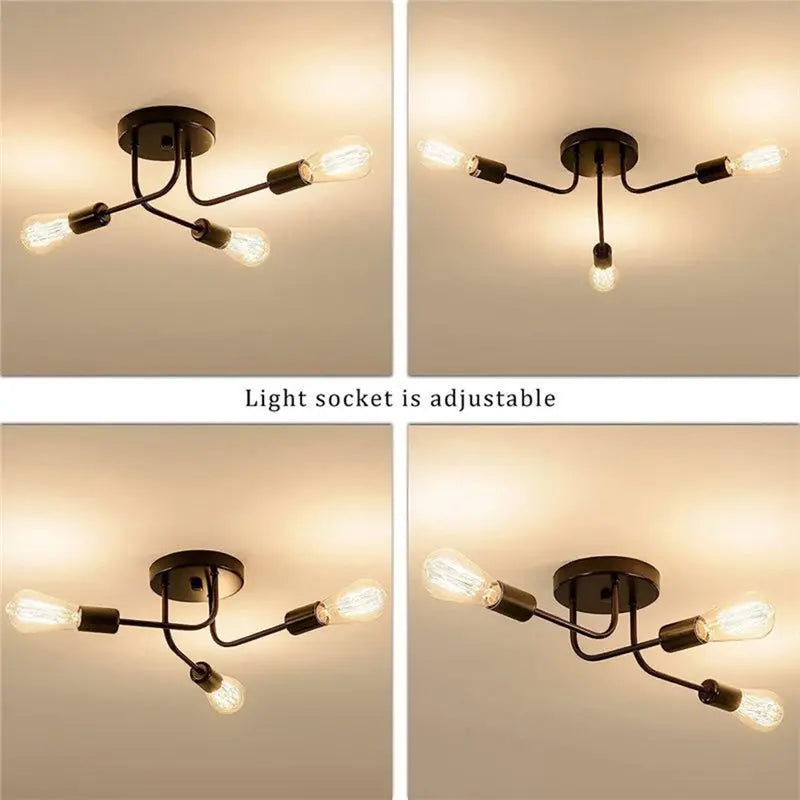ABKW-Industrial Semi Flush Mount Ceiling 3 Light Without Bulb Vue