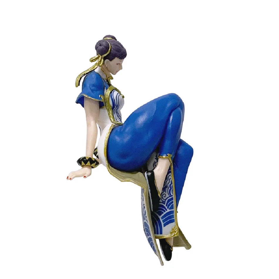 14cm Anime Game Street Fighter Figure Ryu Chun-Li Action Figure Sitting Posture Figurine Decor PVC Model Fans Collection Toys Vue
