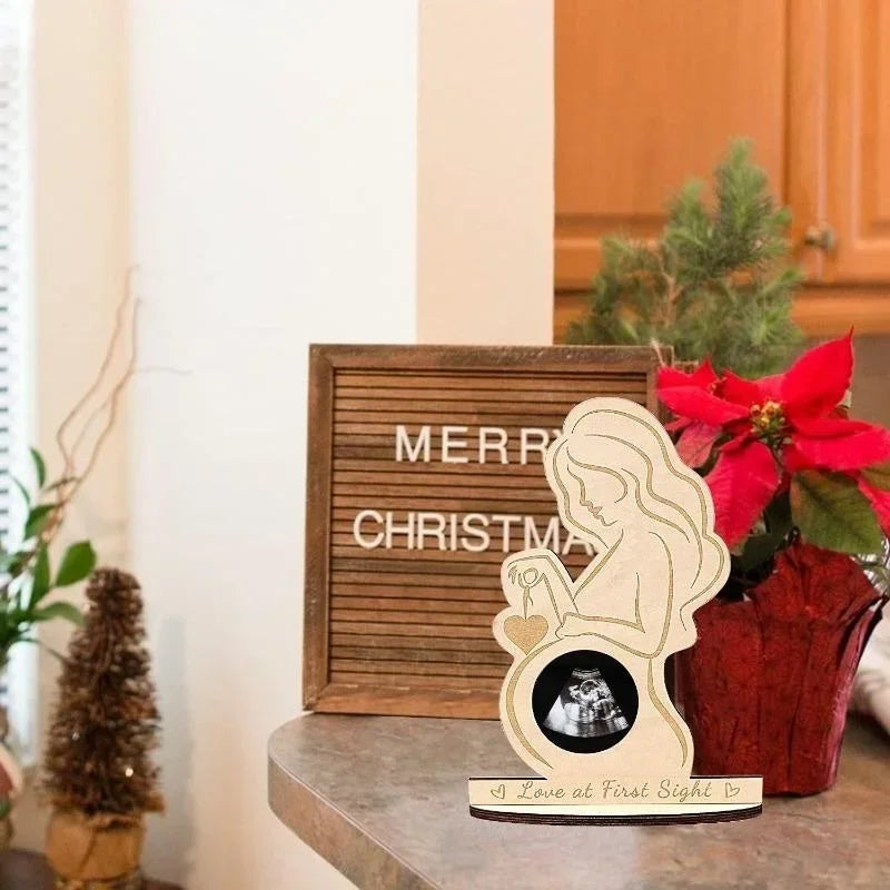 vvocci Baby Photo Frame Wood Infant Pregnant Mother Ultrasound Sonogram Frame Souvenir Ornament Gift To Expectant Mother Vue